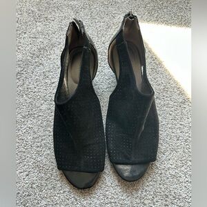 Bandolino Black Open-Toe Perforated Slingback Mules